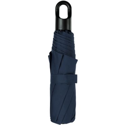 Зонт складной Clevis с ручкой-карабином, темно-синий, изображение 4