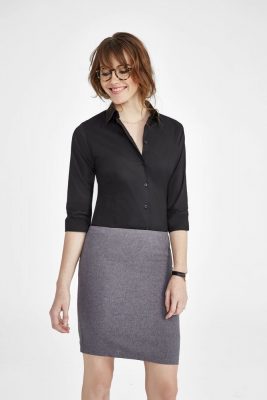 Рубашка женская с рукавом 3/4 Effect 140, темно-коричневая, изображение 4