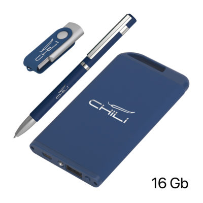 Набор ручка + флеш-карта 16Гб + зарядное устройство 4000 mAh в футляре, soft touch — 6887-21S/16Gb_7, изображение 2