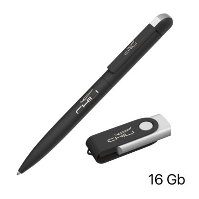 Набор ручка + флеш-карта 16 Гб в футляре,  покрытие softgrip — 6971-3/16Gb_7, изображение 2